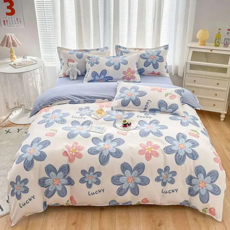 Cyflymder  New Cotton Duvet Cover, Long Staple Cotton Bed Sheet, Thickened And Brushed Four Piece Set, Student Dormitory Three Piece Set