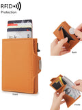 RFID men's wallet credit card holder PU leather mini wallet automatic pop-up multi-functional bank card holder