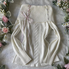 Cyflymder  Sweet Elegant Sweater Kawaii Fashion Y2K Woman's Cute Clothing Korean Aesthetic Knitwear Daily Long Sleeve Soft Classic Pullover
