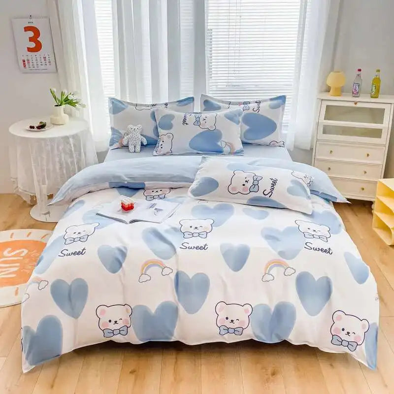 Cyflymder  New Cotton Duvet Cover, Long Staple Cotton Bed Sheet, Thickened And Brushed Four Piece Set, Student Dormitory Three Piece Set