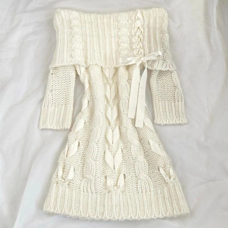 Cyflymder  Y2K women's sweater off the shoulder sexy strap accessories fashionable daily casual kawaii aesthetic cute chic slim fit tops