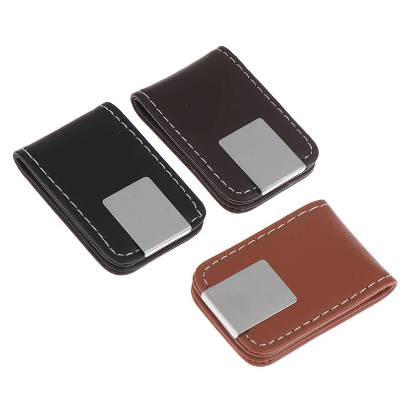 Cyflymder 1Pc PU Leather Strong Magnetic Money Clip Pocket Wallet Portable Mini Slim Wallet Credit Business Cards Holder