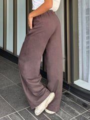 Cyflymder  Casual Loose Bandage Straight Pants Basic Elastic Low-Waisted Wide Lge Pants Women Summer Fashion Streetwear Ladies