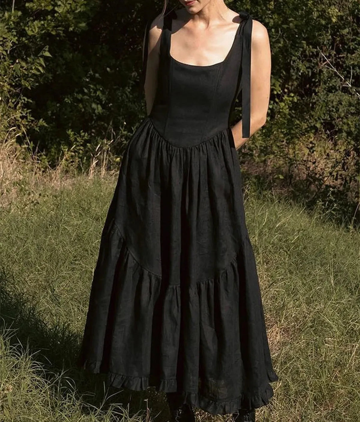 Cyflymder  Women Y2k Long Tank Dress Sleeveless Plaid Print Bow Tie Strappy A-line Maxi Dress Summer Casual Midi Dress