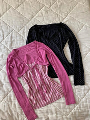 Cyflymder  Vintage T-shirt Fake 2Piece Slim Y2k Goth Punk Stripe Crop Top Casual Woman Clothing Harajuku Grunge High Street Tees Emo Gyaru