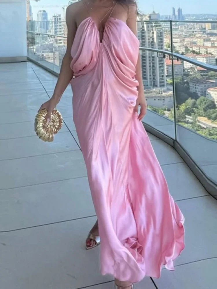 Cyflymder  Dress Women Wholesale European American Fashion Woman Clothing Solid Color Sexy Backless Dress V Neck Dresses 2025