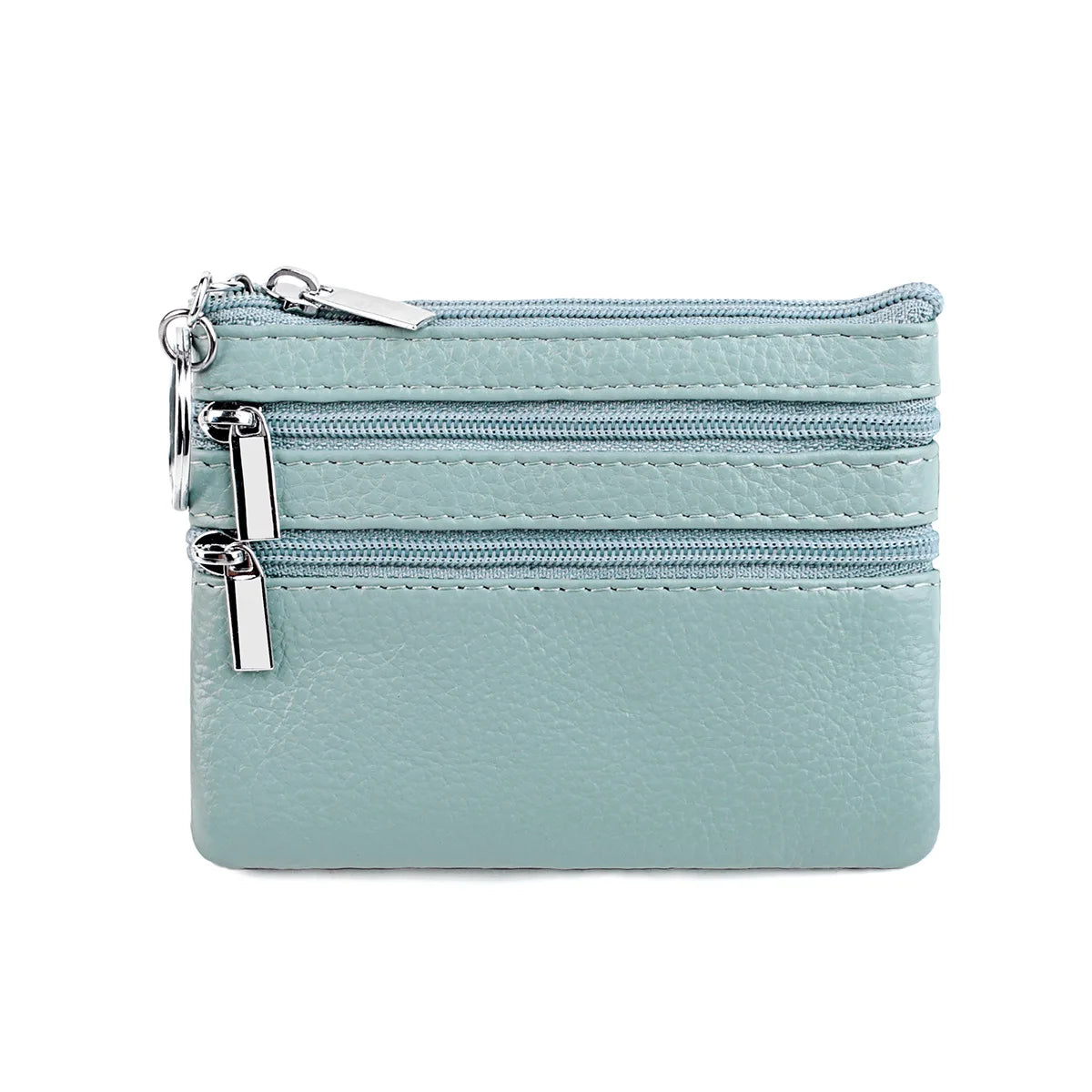 Cyflymder  Fashion Women Genuine Leather Coin Purse Small Zipper Card Holder Mini Pouch Change Wallet with Keychain