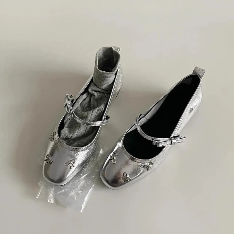 Cyflymder  Women Leather Shoes 2025 Autumn New Fashion Bow Knot Luxury Mary Jane Shoes Lightweight Comfortable Slip Om Outdoor Casual Shoes