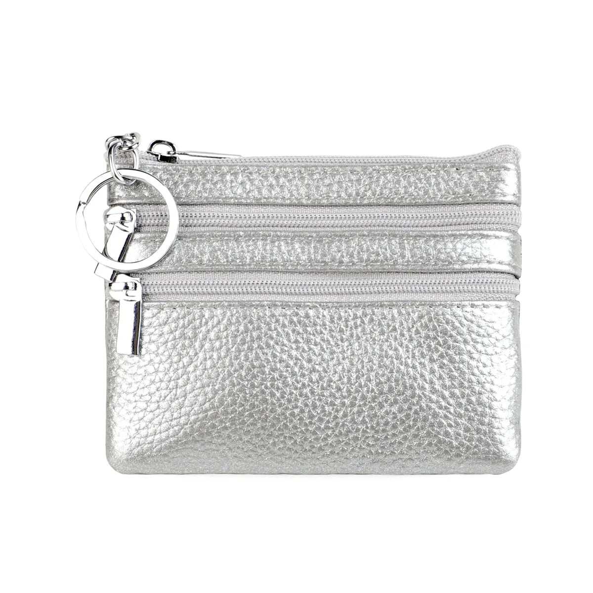 Cyflymder  Fashion Women Genuine Leather Coin Purse Small Zipper Card Holder Mini Pouch Change Wallet with Keychain