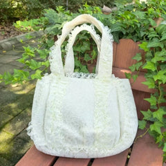 Cyflymder  Japanese Vintage Lace Handbag Women Lolita Lightweight Large Capacity Shoulder Bags Ladies Elegant Gentle Underarm Bag Chic