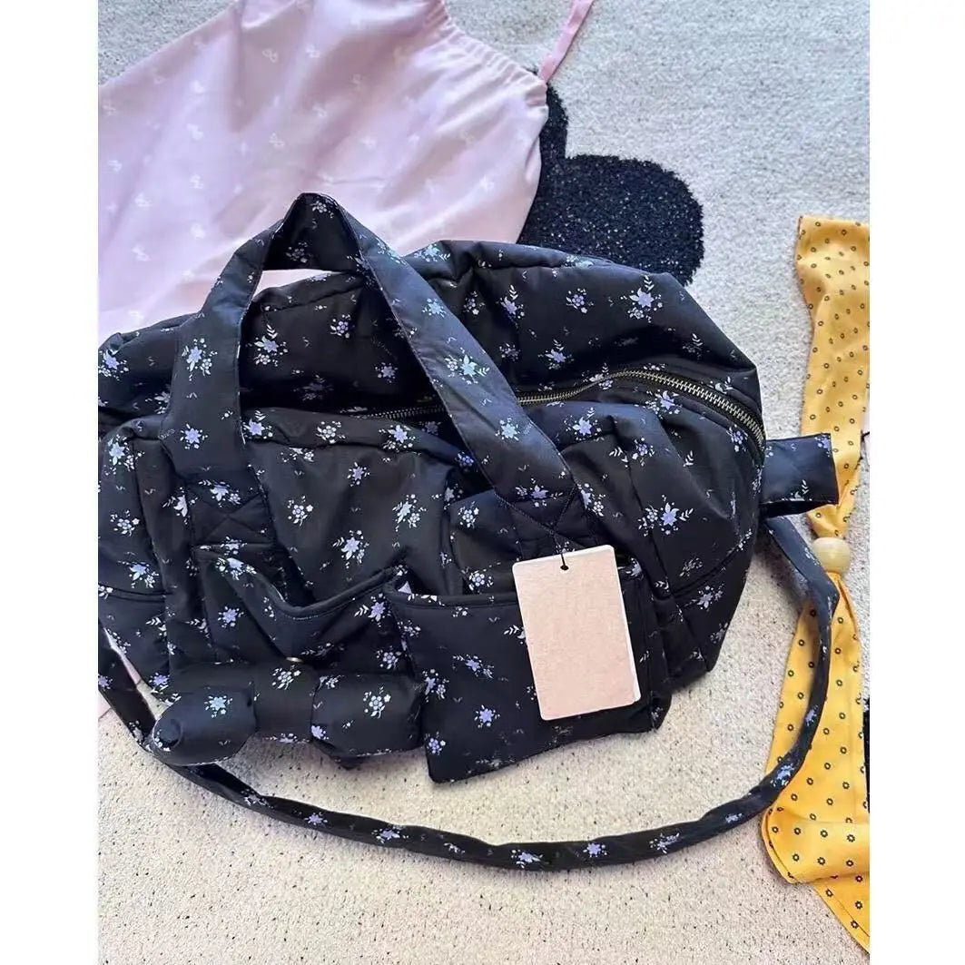 Cyflymder   Sweet Cute Harajuku Bow Tote Bag Women Floral Large Capacity Handbag Ladies Casual Travel Versatile Shoulder Crossbody Bag Chic