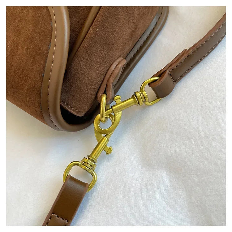 Cyflymder  New Ladies Vintage Saddle Bag Simple Commuter Crossbody Bag Soft Texture Bean Curd Square Bag Elegant Versatile Shoulder Bag