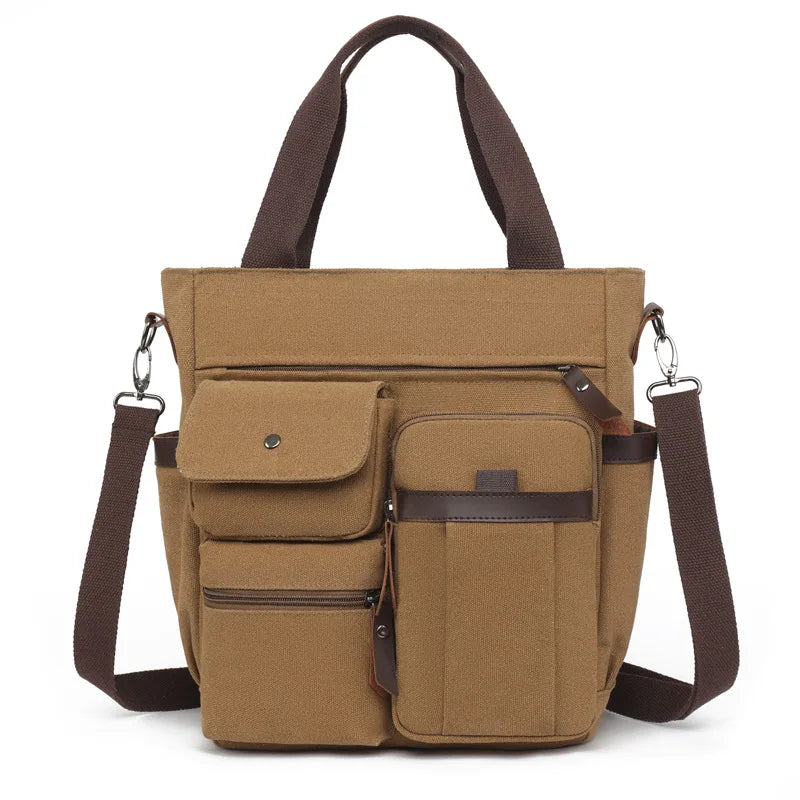 Cyflymder  Men Canvas Messenger Bag Camping Crossbody Bags Sling Shoulder Bag for Travel Work College Reto Men's School Handbags Briefcase