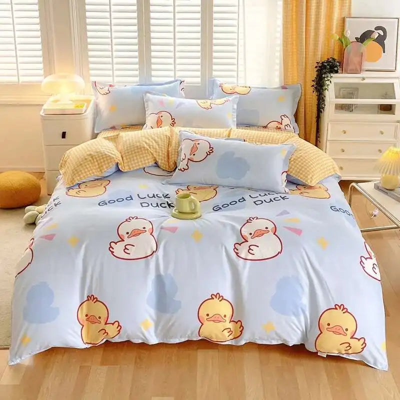 Cyflymder  New Cotton Duvet Cover, Long Staple Cotton Bed Sheet, Thickened And Brushed Four Piece Set, Student Dormitory Three Piece Set