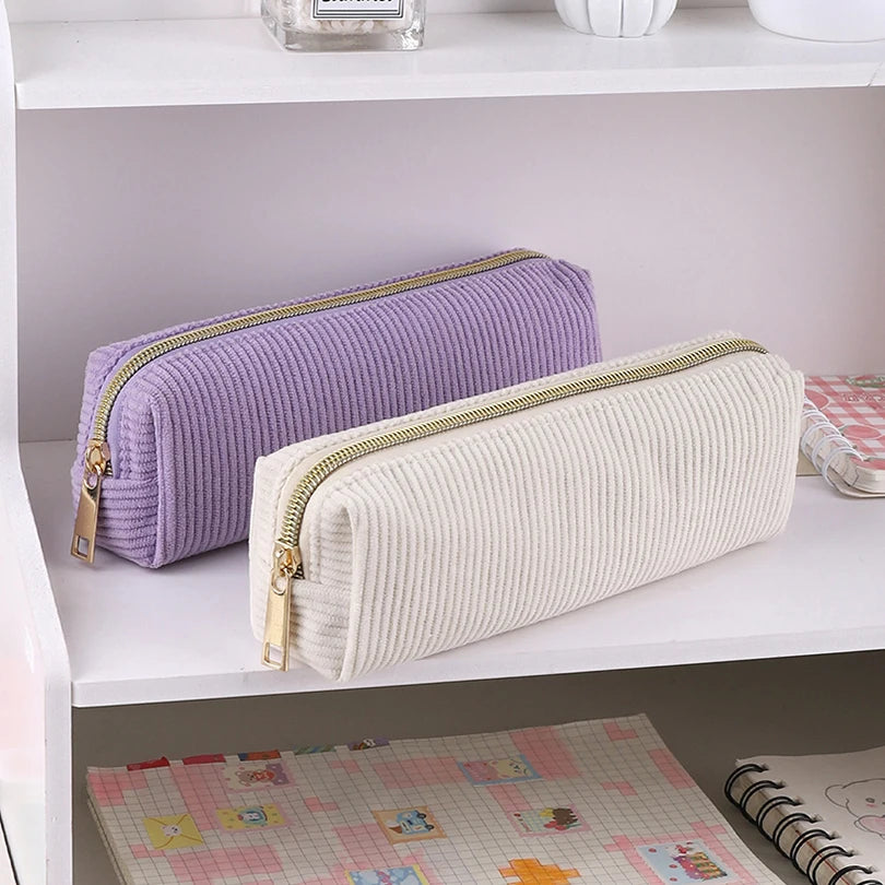 Cyflymder  Pencil Case Estuche Escolar Pencil Pouch Stationery Corduroy Pen Case Trousses Scolaires School Supplies Kalemlik Pencils Case