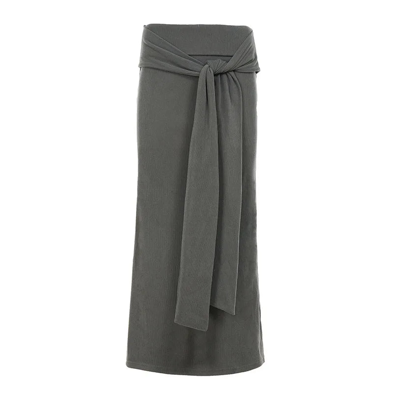 Cyflymder  Autumn Y2k Sexy Slim Solid All Match Low Waist Bandage Slight Strech Skirts