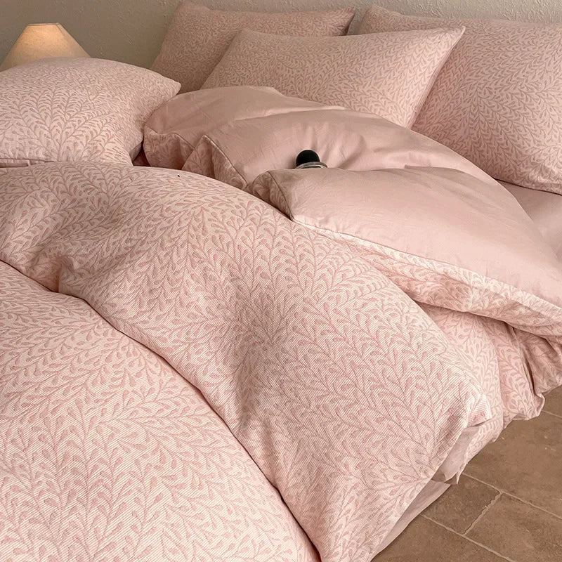 Cyflymder  Light Luxury Soft Thick 100% Cotton Flat Sheet Sets Satin Jacquard Silky Bedding Set for Seasons Single Double Bed Comfort Set