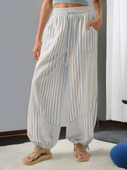 Cyflymder  Women s Floral Print High Waisted Palazzo Pants Lightweight Elastic Waist Wide Leg Trousers for Summer Beach Vacation
