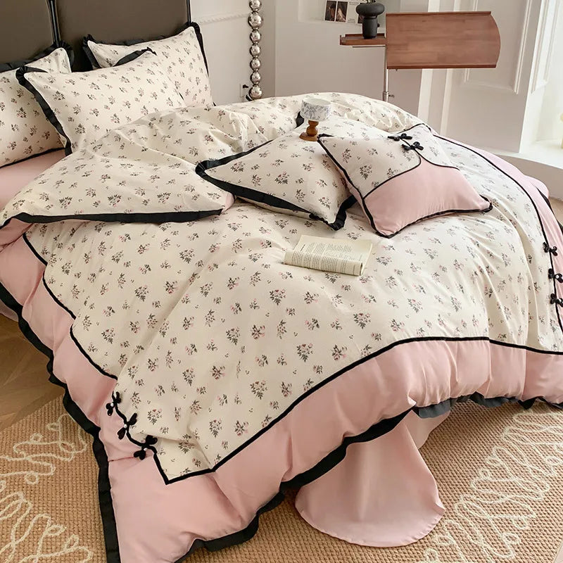 Cyflymder New Chinese 100% Cotton Printed Bedding Set High Quality Skin Friendly Sleeping Quilt Cover Kit Queen King Double Bed Linens