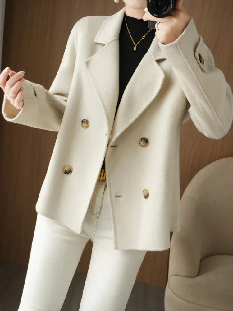 Cyflymder Korean Women's Clothes Autumn Winter New Turn-down Collar Women's Coat Street Fashion Temperament Slim Fit Tweed Jacket