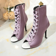 Cyflymder  Fashion Women Sandals Sexy Open Toe Fish Mouth Sandals Elastic Suede High Heeled Boots for Women Banquet Party Dance Shoes Pumps