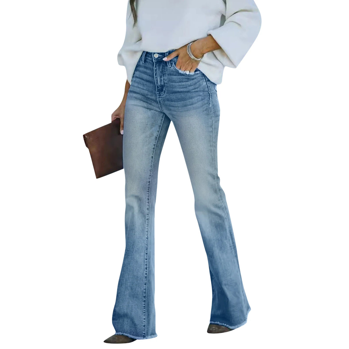 Cyflymder  Women 2026 Classic Style Washed Casual and Versatile Jeans Fashion Retro Commuted Slimming Wide-Leg Straight Trousers