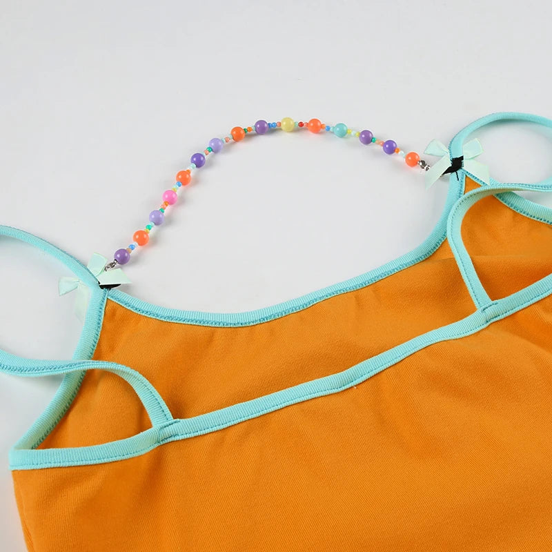 Cyflymder  Basic Sexy Slim Camis Tops Casual Bow Beads Slash Neck Sleeveless Tank Tops Women 2025 Summer Fashion Streetwear Ladies