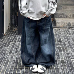 Cyflymder  Vintage Harajuku Women Jeans Washed Letter Embroidery Baggy Wide Leg Scimitar Denim Pants Streetwear