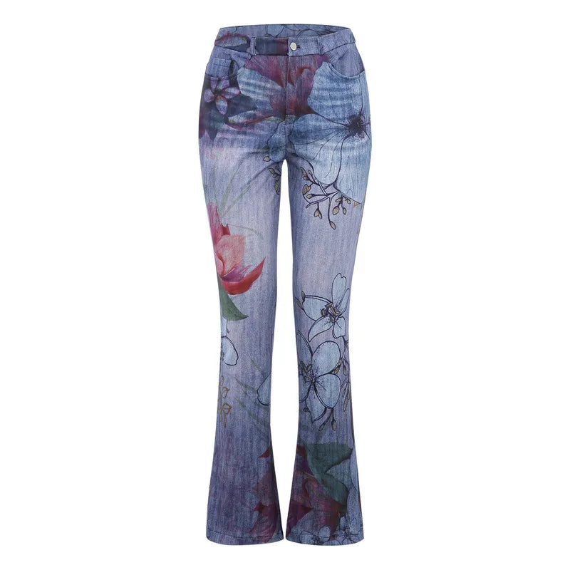 Cyflymder  New Arrival European American Plus Size Women Casual Pants Floral Print Thin Long Trousers Fashion Comfortable Loose Fit Summer
