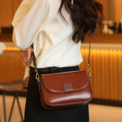 Cyflymder  new fashionable retro cowhide shoulder bag with contrasting ethnic style wide shoulder strap and crossbody small square bag