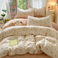 Cyflymder  Idyllic small fresh thickened milk fleece four-piece coral fleece winter warm student four-piece set