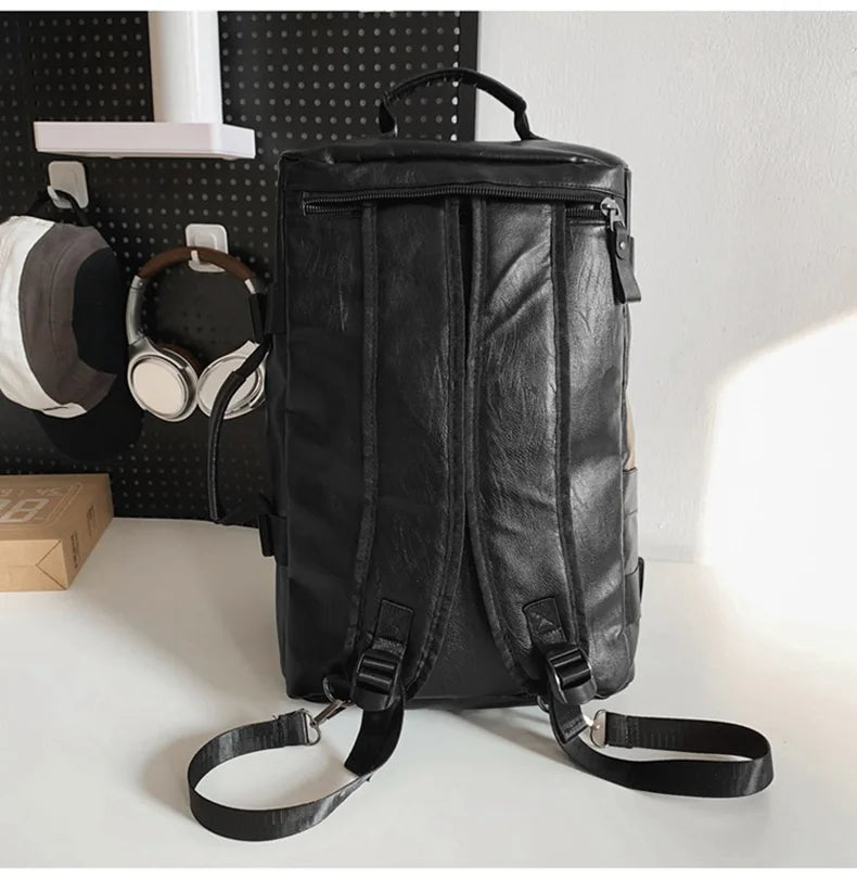 Cyflymder  Travel Backpack Gym Fitness Bag Women Men PU Large Capacity Training College Students Schoolbag Sports Laptop Vintage Daypack