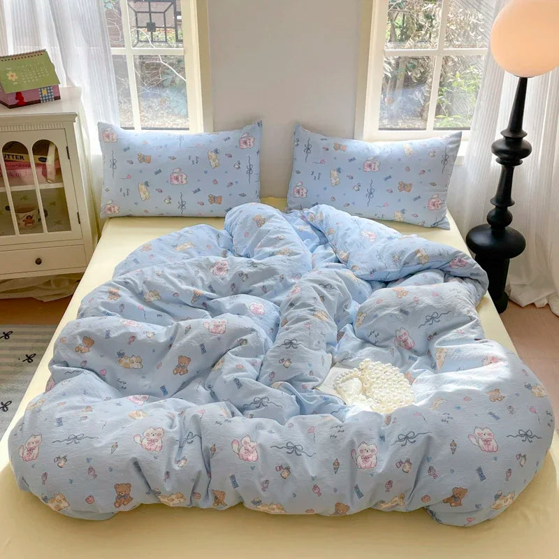 Cyflymder  Girls Strawberry Bedding Sets 2025 New Queen Size Bed Sheet Set Duvet Cover Set With Pillowcase No Filling