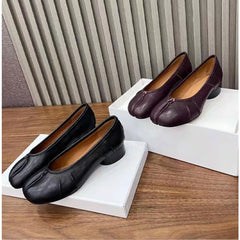 Cyflymder  Tabi Shoes Women Slip on Casual Loafers Chunky Heel Shoe New Fashion Split Toe Shoes Soft Bottom Slip On Comfy Ladies Shoes