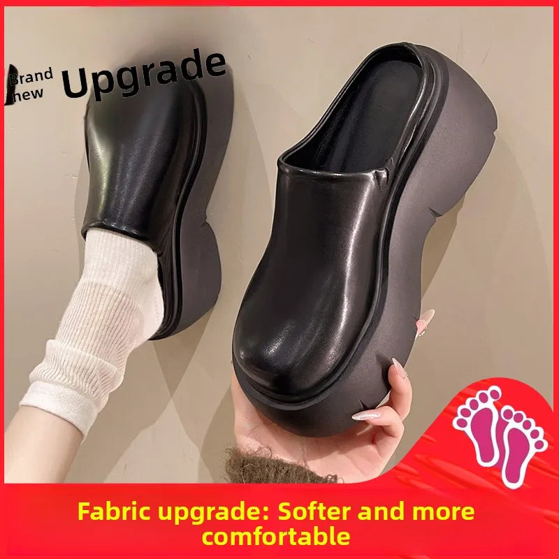 Cyflymder  Bla Thi Bot High Heel Slippers for Women Spring Autumn Outdoor Wear New Sle Covered Head f Slippers Retro