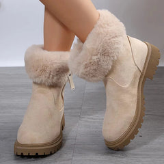 Cyflymder Furry Faux Fur Snow Boots for Women Anti-Slip Platform Winter Boots Woman Keep Warm Plush Ankle Booties Mujer 43