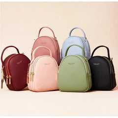 Cyflymder  Women's 3-Layer Soft Leather Backpack - Convertible Crossbody/Shoulder Bag, Compact Yet Spacious Stylish Design