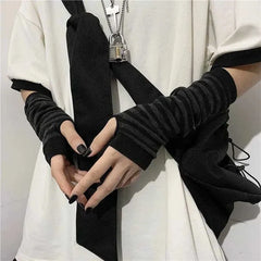 Cyflymder  Outdoor Punk Long Fingerless Gloves Cuff for Women Men Outdoor Hip-hop Glove Elbow Mittens Cool Stretch Winter Arm Warmer Mitten