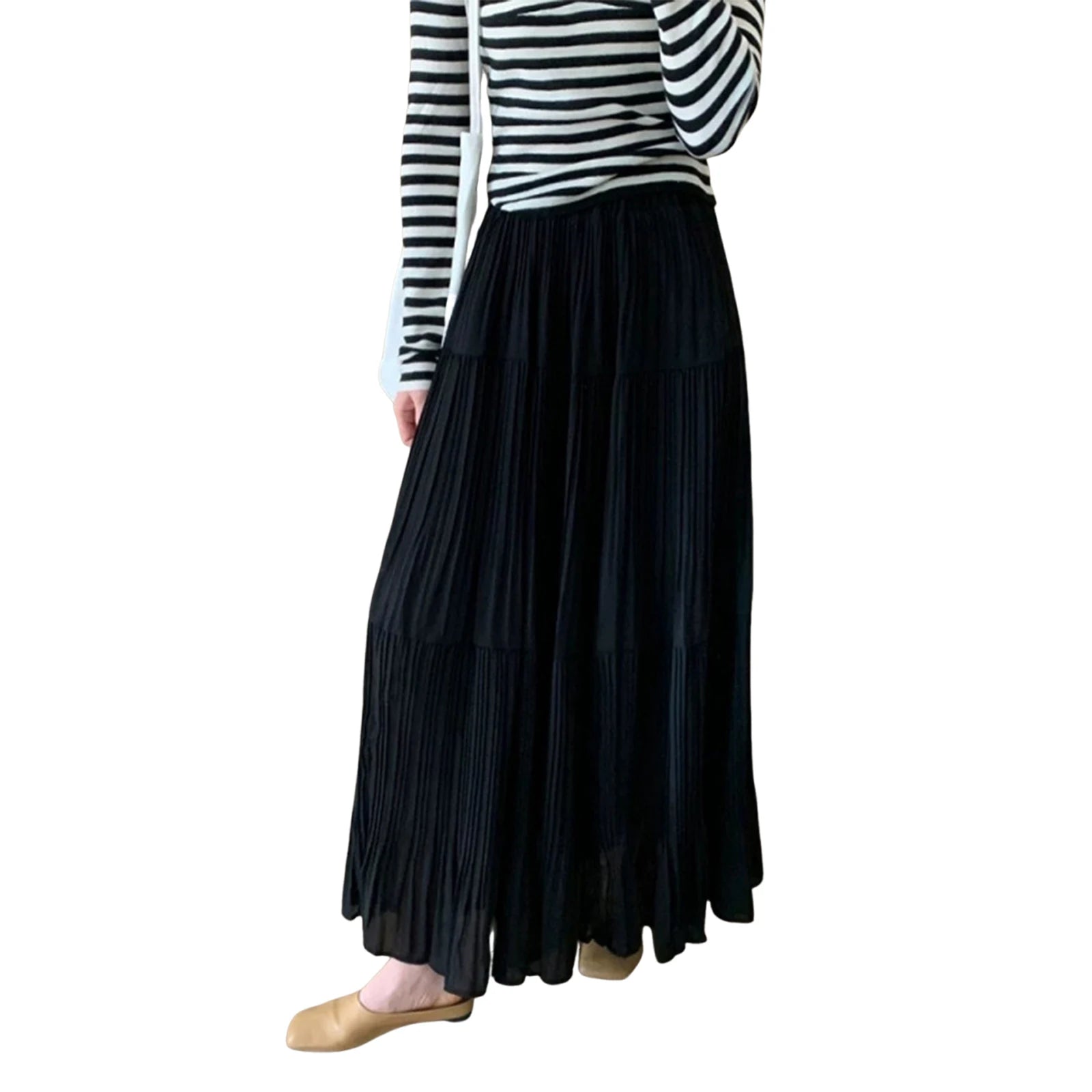 Cyflymder  Women s Lightweight Maxi Skirt with Elastic Waistband and Boho Print for Vacation Picnic Outdoor Activities