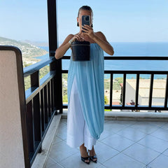 Cyflymder  Bust Skirt Spring and Summer New Temperament Pleated Split Skirt