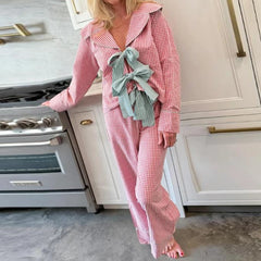 Cyflymder  Cute Christmas Pajamas Women Set Plaid Matching Sets Button Shirts and Pants 2 Piece Pj Sets Xmas Lounge Sleepwear