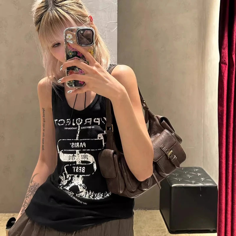 Cyflymder  Vintage Y2k Aesthetic Zipper Pockets Underarm Bag Punk Cool Women Trendy Handbags Luxury Design Streetwear Female Shoulder Bags