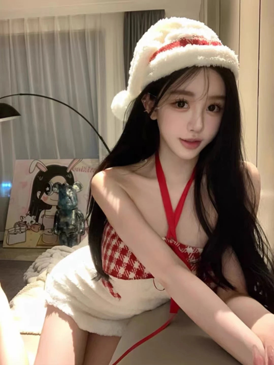 Cyflymder  Christmas Outfit Sexy Dress Santa Rudolph Cosplay Costume For Women Bodycon Dresses Pure Desire Party Performance Photoshooting