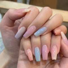 Cyflymder  24Pcs/1Box Fake Nails Art Press On False On Practice Hand For Material Formas Fingernails Fake Products Accessories Pink Design