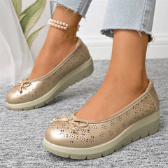 Cyflymder  Big SIZE 42 Summer Classic 3.5cm Mid Heels Shoes Women Hollow Out Round Toe Slip On Loafers Pumps Footwear