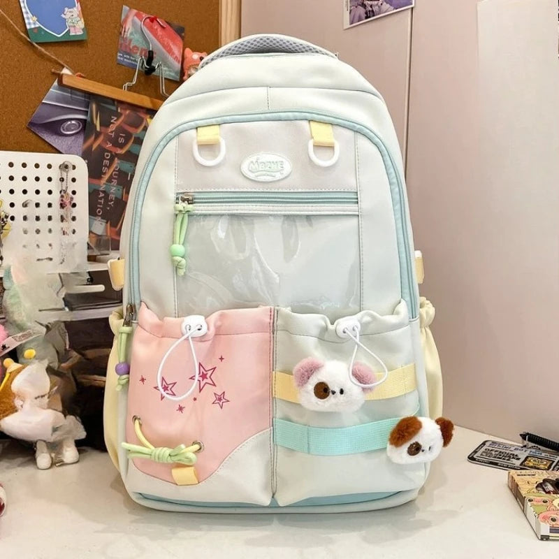 Cyflymder  Patchwork Contrast Color Kawaii Chic Schoolbags High-capacity Preppy Pockets Backpack All Match Y2k Backpacks for Women Students
