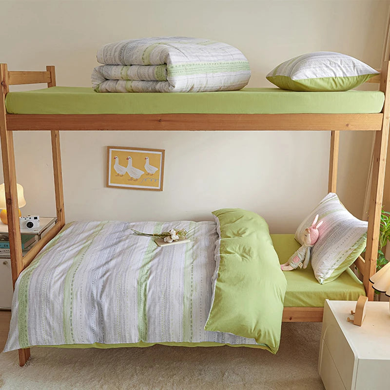 Cyflymder Pure Cotton Bed Sets for Student Dormitory 4Pcs New Cartoon Printed Skin-Friendly Bedding Sets High-Quality Single Bedclothes