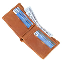 Cyflymder  Men's Wallet 100% Genuine Leather Short Wallet Vintage Cow Leather Coin Purse Casual Wallets Purse Card Holders