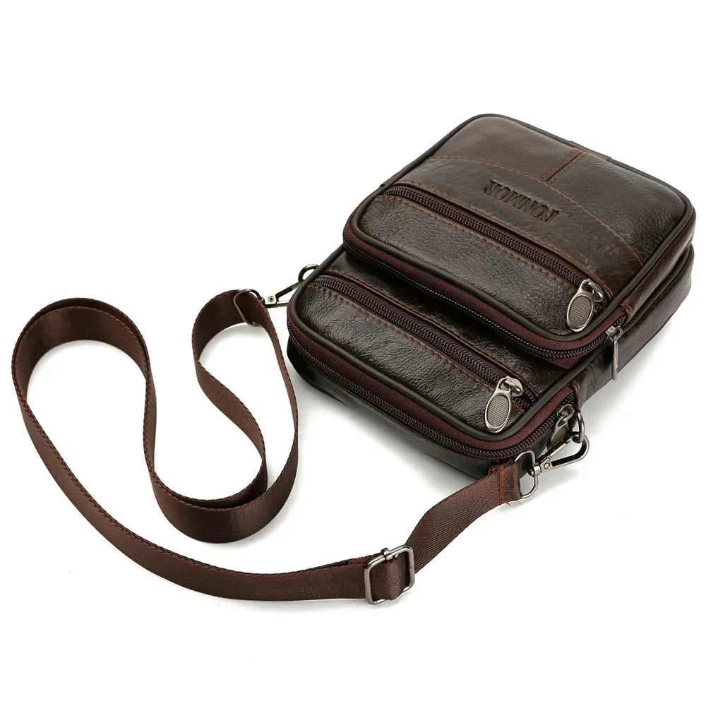 Cyflymder  Men's Vintage Leather Messenger Bag - High Capacity Crossbody Shoulder Bag, Retro Brown Genuine Leather with Adjustable Strap