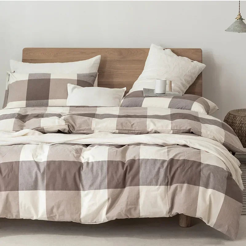 Cyflymder  Boy Gray Plaid Duvet Cover Set Duvet Cover Soft Bedding Comforter Cover Set 1 Duvet 2 Pillow Shams